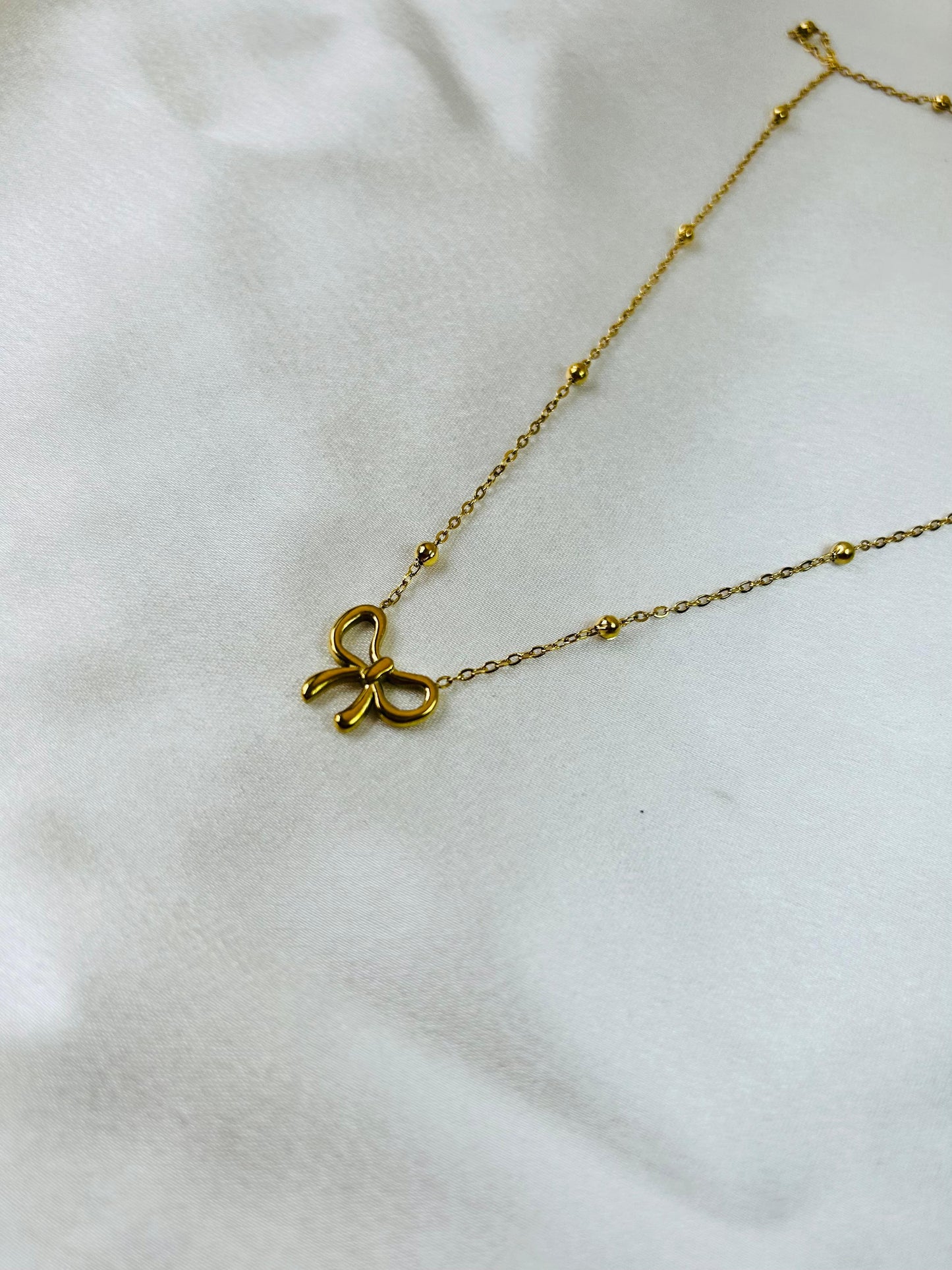 Ball Chain Bow Necklace