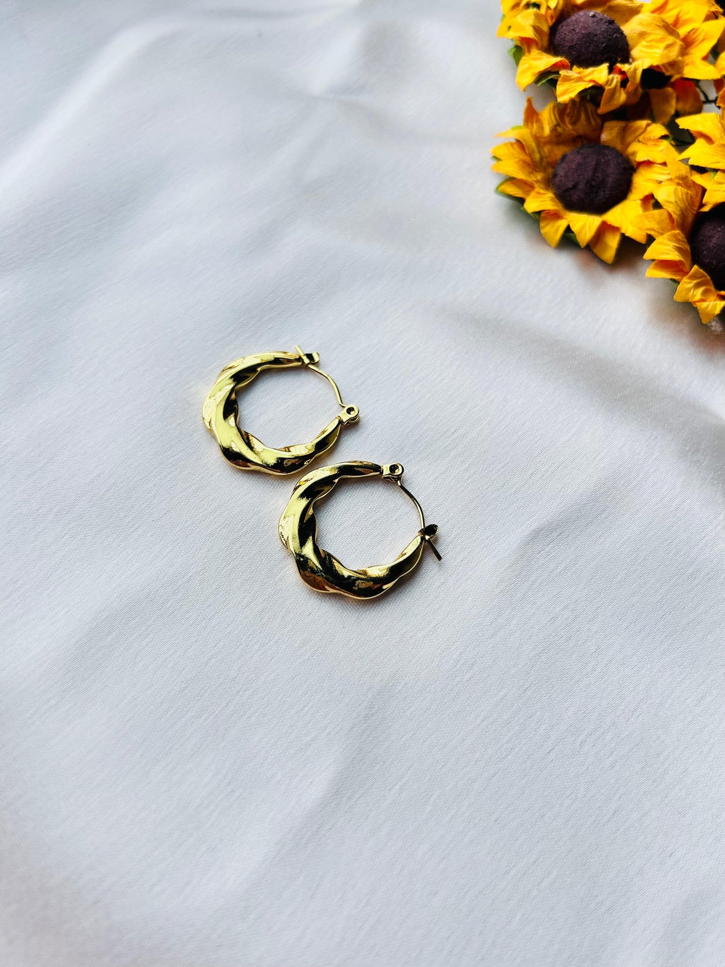 Twist Round Hoops Earrings