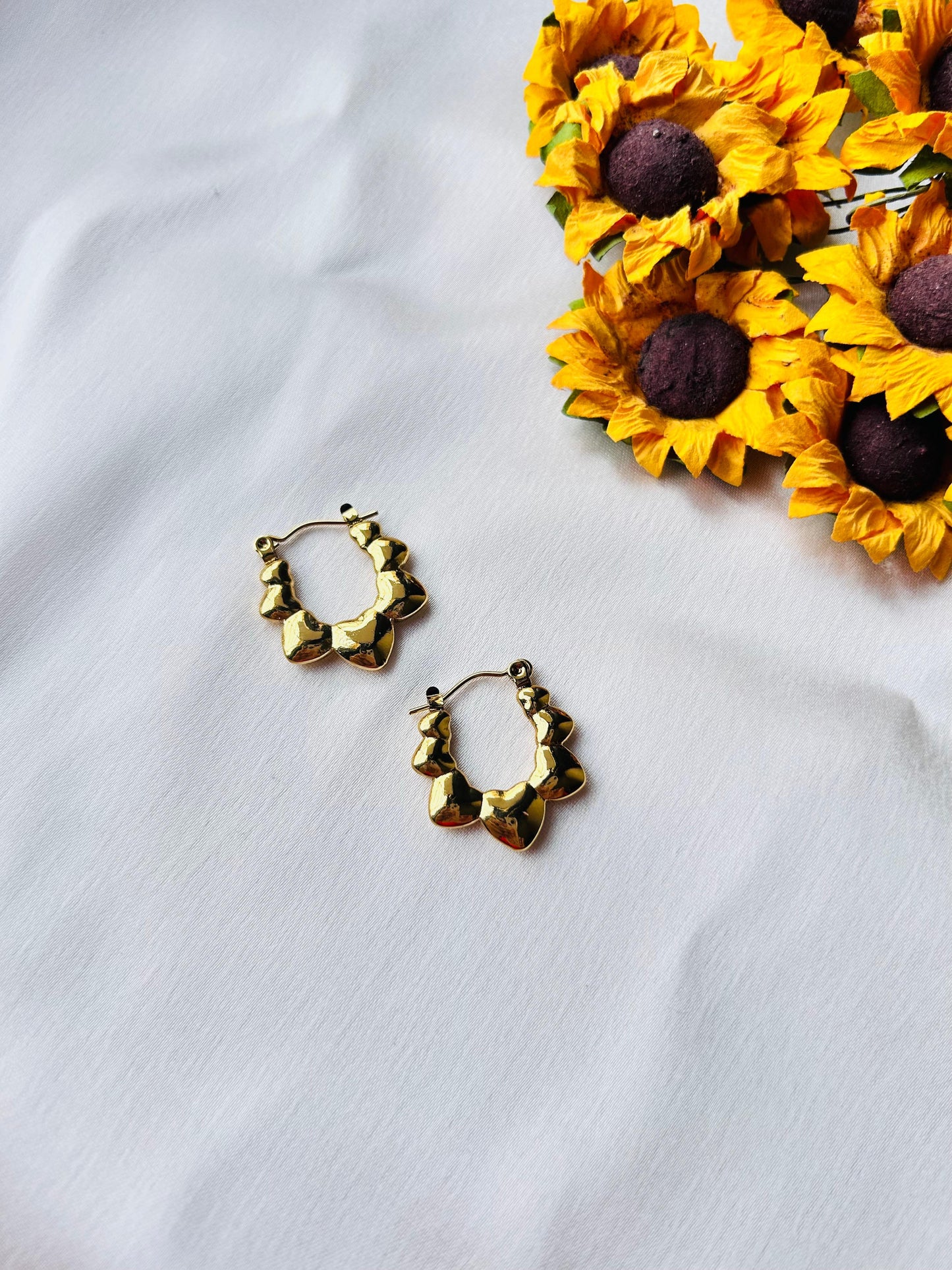 Sunflower Hoops Earrings