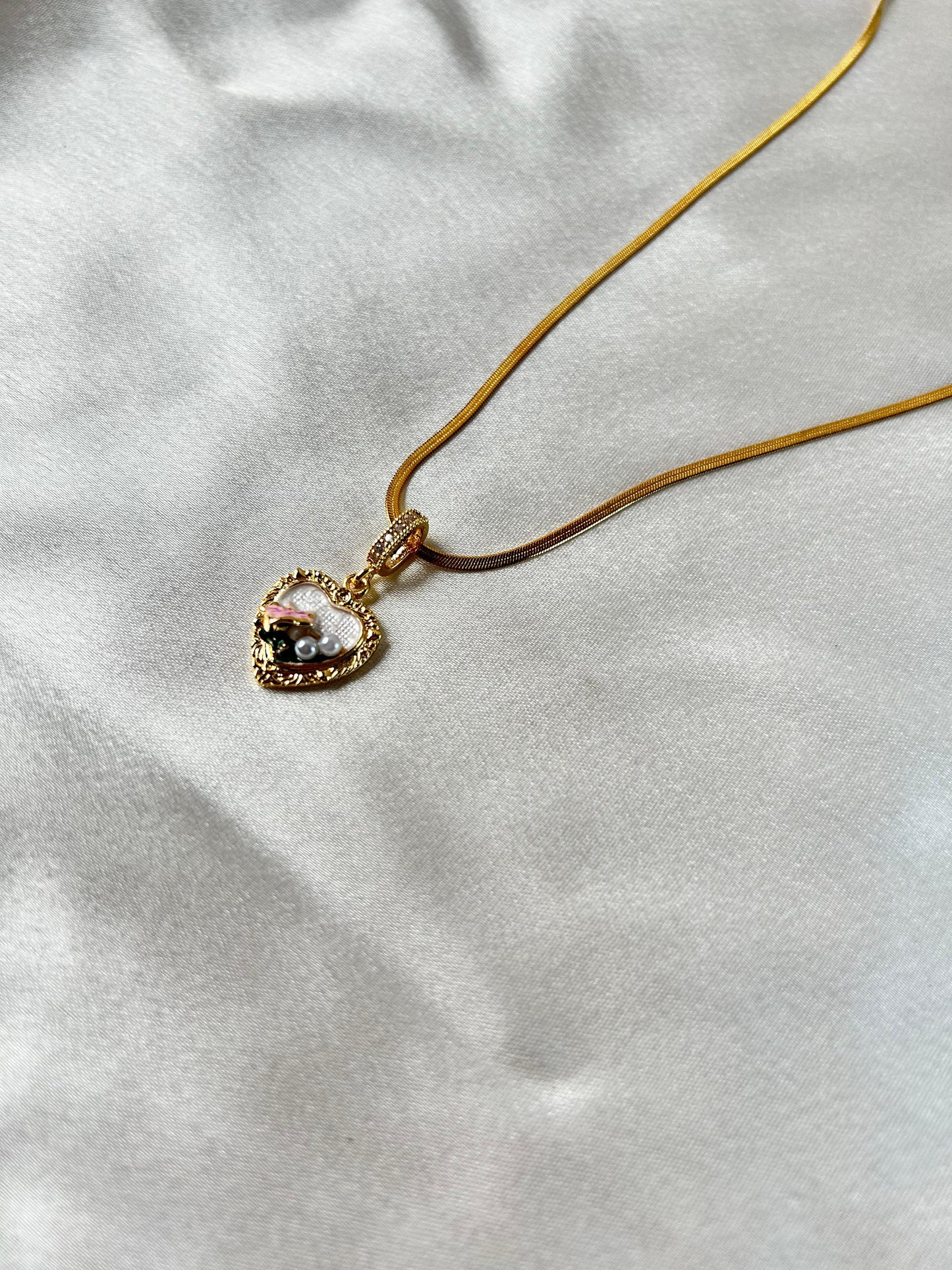 Pink Heart Rose Necklace