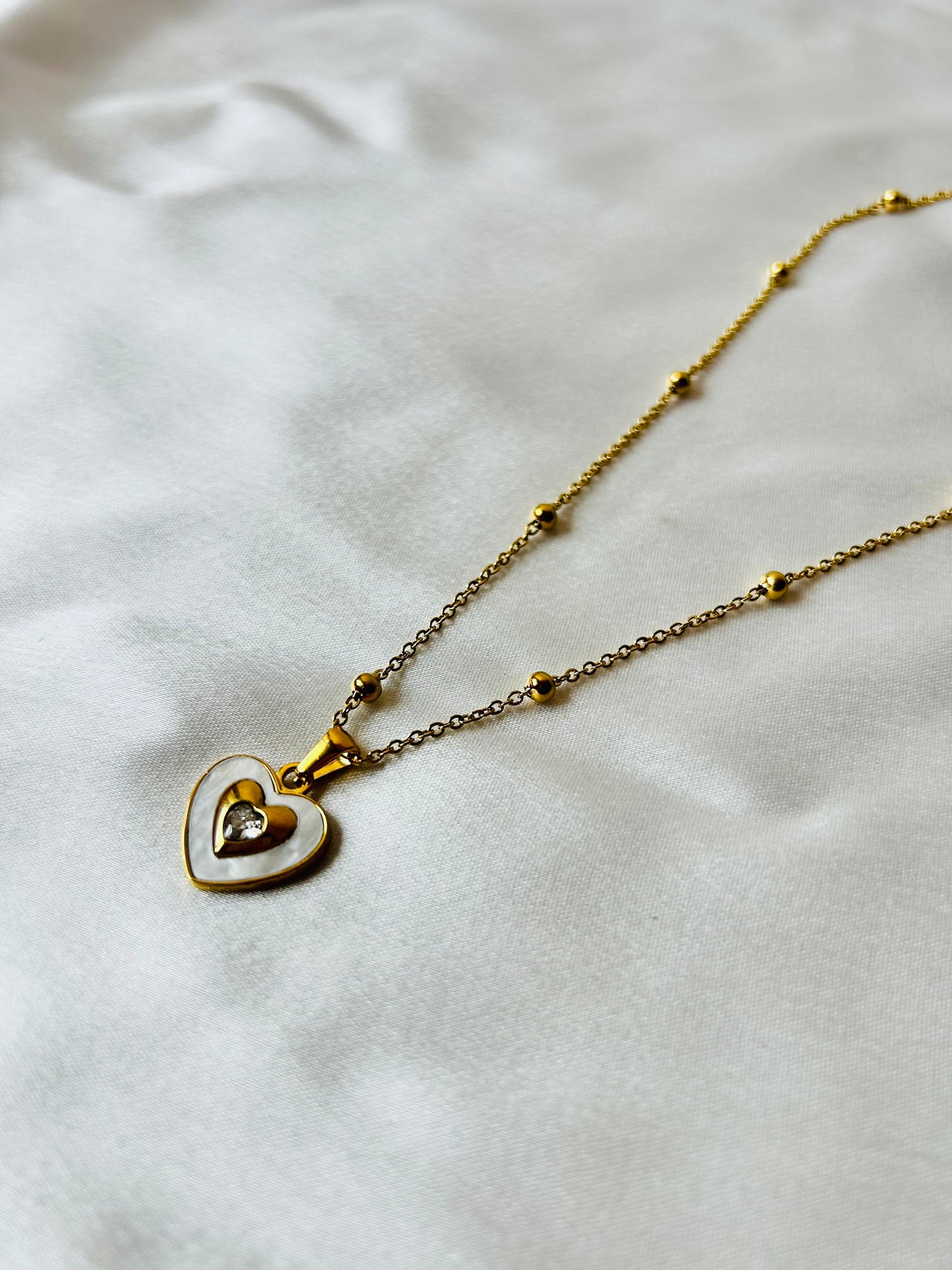 White Heart Necklace